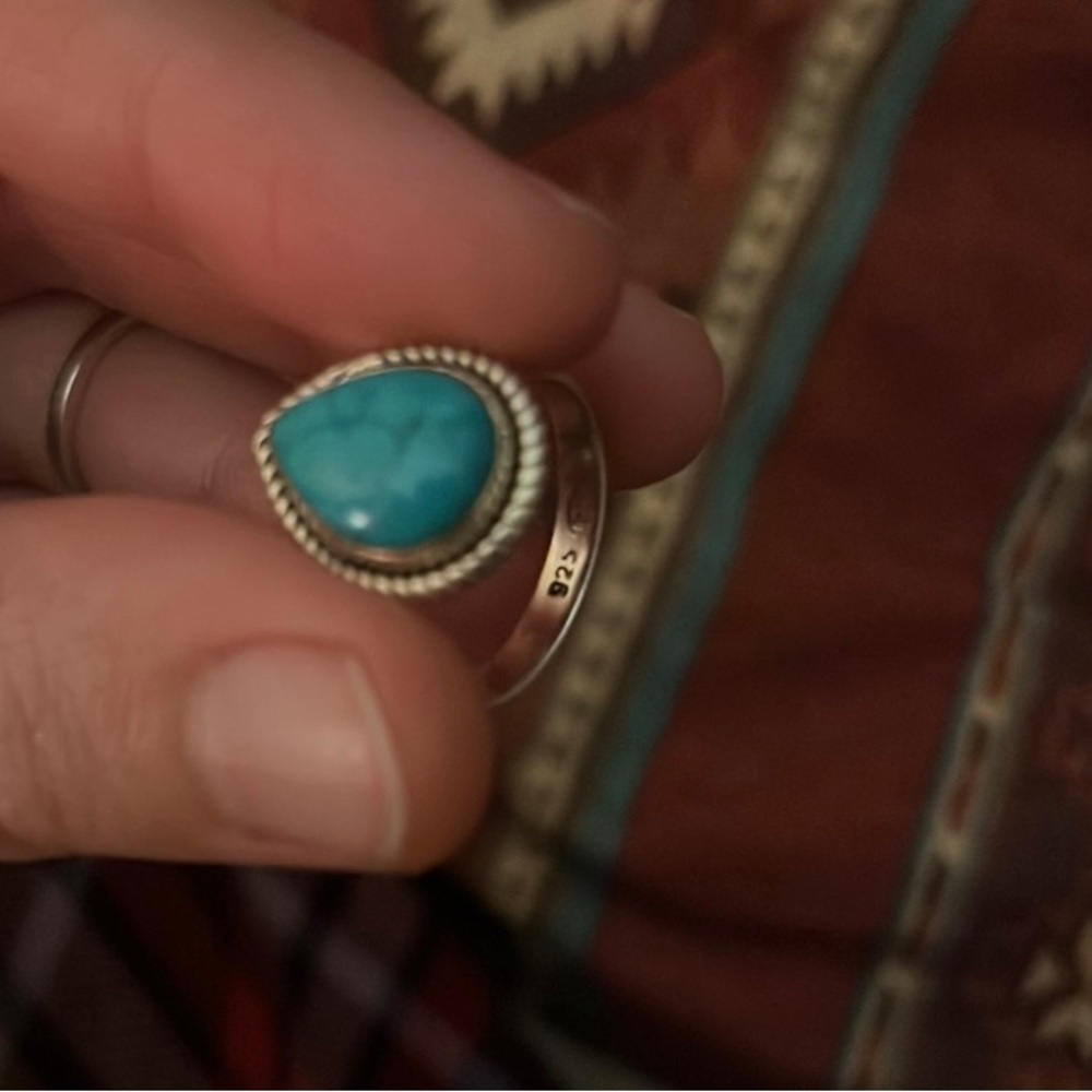 Beautiful Turquoise Solid Sterling Silver Stateme… - image 4